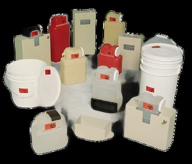 Sharps Container Leaktight Translucent Red Base 4.22 L X 8 W X 17.56 H Inch Vertical Entry 2.5 Gallon