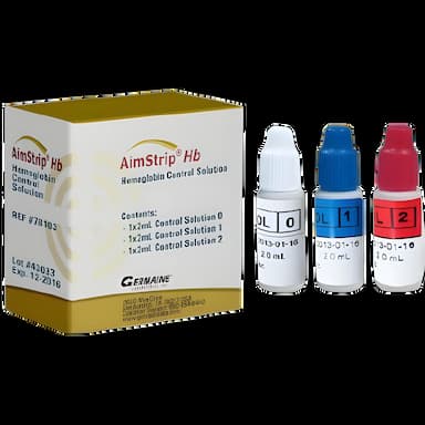 AimStrip® Hemoglobin Control Set 3 X 2 mL by Germaine Laboratories