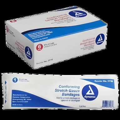 Dynarex® Conforming Bandage 6 Inch X 4.1 Yd Sterile 1-Ply Stainless Steel