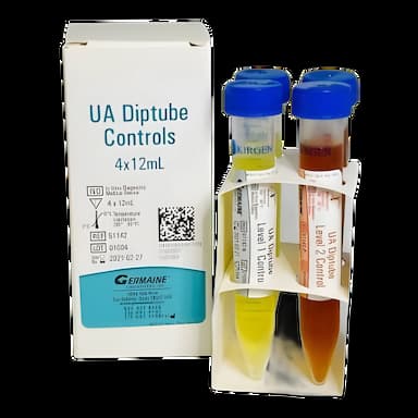 Urine Chemistry Control Set Germaine™ Glucose, Bilirubin, Ketone, Specific Gravity, Blood, pH, Protein, Urobilinogen and Leukocytes Level 1, 2 4 X 12 mL