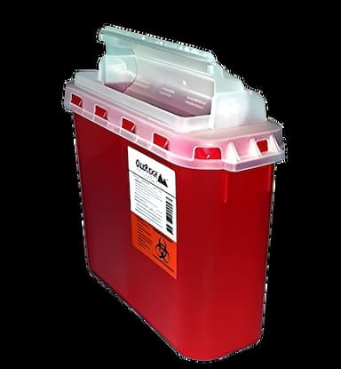 OakRidge™ 1.35 Gallon Sharps Container with Translucent Red Base for Safe Sharps Disposal