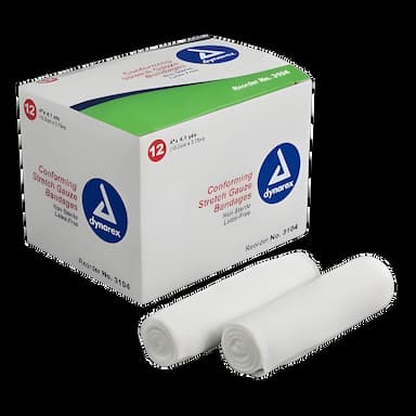 Conforming Bandage Dynarex 4 Inch X 4.1 Yard 12 per Pack NonSterile Roll Shape
