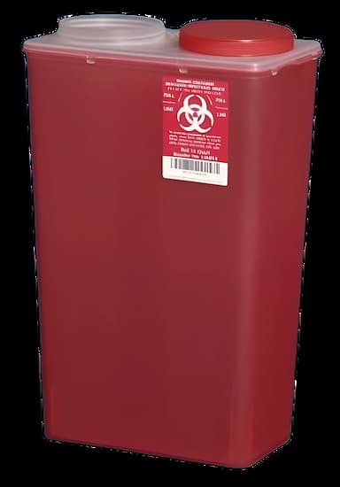 Sharps Container The Big Mouth Translucent Red Base 16-3/4 H X 11-7/8 W X 6-3/4 D Inch Vertical Entry 3.5 Gallon