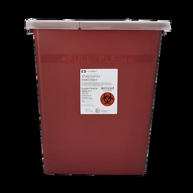 Sharps Container SharpSafety™ Red Base 17-1/2 H X 15-1/2 W X 11 D Inch Vertical Entry 8 Gallon - 8980-