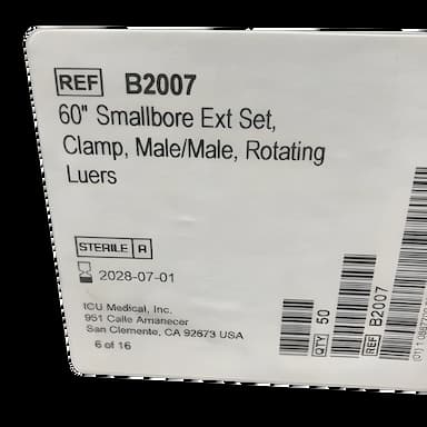 IV Extension Set ICU Small Bore 60 Inch Tubing Without Filter - B2007