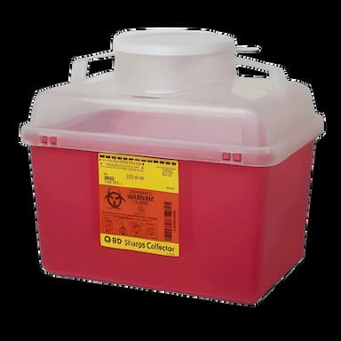 Sharps Container BD™ Red Base 11-1/2 H X 12-4/5 W X 8-4/5 D Inch Vertical Entry 3.5 Gallon - 305480