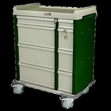 Medication Cart OptimAL Line Aluminum 23.5 X 36 X 45.75 Inch Beige 17 X 20.5 Inch Left Column Drawer, 17 X 6.25 Inch Right Column Drawer
