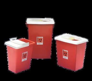 Sharps Container SharpSafety™ Red Base 17-3/4 H X 11 W X 15-1/2 D Inch Horizontal Entry 8 Gallon