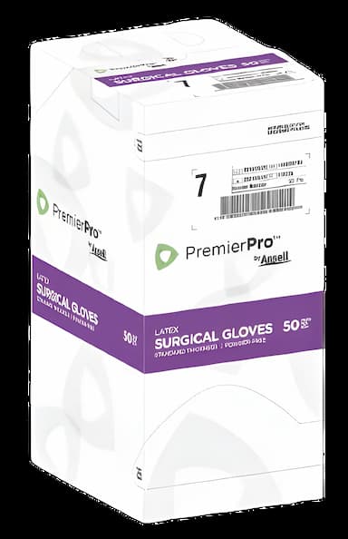 PremierPro™ Sterile Latex Surgical Gloves Size 6.5 - Chemo Tested, Smooth White