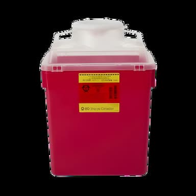 Sharps Container BD™ Red Base 17-1/2 X 12-4/5 X 8-4/5 Inch Vertical Entry 6 Gallon - 305465
