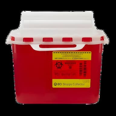 Sharps Container BD™ Red Base 12 H X 12 W X 4-4/5 D Inch Horizontal Entry 1.35 Gallon - 305517