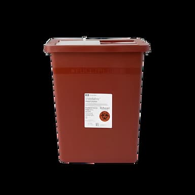 Sharps Container SharpSafety™ Red Base 17-3/4 H X 11 W X 15-1/2 D Inch Vertical Entry 8 Gallon