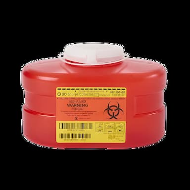 Sharps Container BD™ Red Base 5-3/10 H X 9-1/10 W X 5 D Inch Vertical Entry 0.825 Gallon