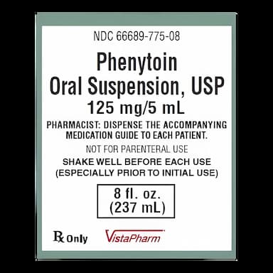 Phenytoin 125 mg/5 mL Oral Suspension, 240 mL Bottle - Anticonvulsant Medication by Vista Pharma