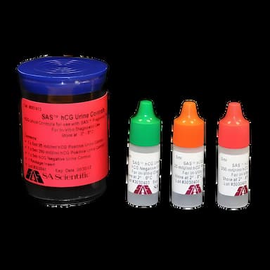 Fertility Test Control Set Human Chorionic Godadotropin (hCG) Urine Positive Level / Negative Level Positive 25 mIU/mL, 250 mIU/mL