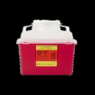 Sharps Container BD™ Red Base 11-1/2 H X 12-4/5 W X 8-4/5 D Inch Vertical Entry 3.5 Gallon - 305464