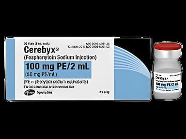 Cerebyx® Fosphenytoin Sodium, Preservative Free 100 mg PE / 2 mL Injection Single-Dose Vial 2 mL - 00069600125