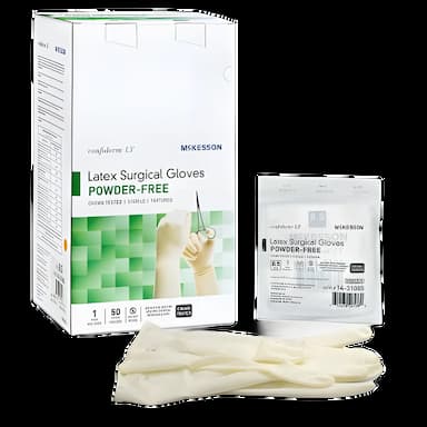Surgical Glove Confiderm® LT Size 8.5 Sterile Latex Standard Cuff Length Fully Textured Ivory Chemo Tested