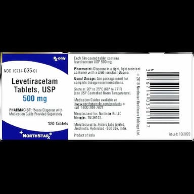 Levetiracetam 500 mg Tablet Bottle 120 Tablets - 16714003501