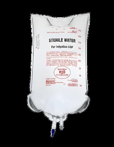 Irrigation Solution Sterile Water for Irrigation Not for Injection Flexible Bag 3,000 mL - 2B7117
