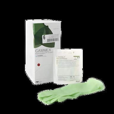 Surgical Glove GAMMEX® Non-Latex PI Green Size 6 Sterile Polyisoprene Standard Cuff Length Micro-Textured Light Green Chemo Tested