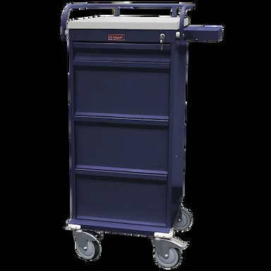 Medication Cart Mini-Line Steel 25 X 42.5 X 22 Inch Navy Blue One 3 Inch, Two 9.75 Inch, One 9.75 Inch Drawers