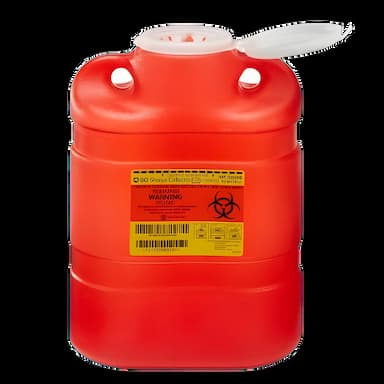 Sharps Container BD™ Red Base 13-2/5 H X 9-2/5 W X 5-3/10 D Inch Vertical Entry 2.05 Gallon