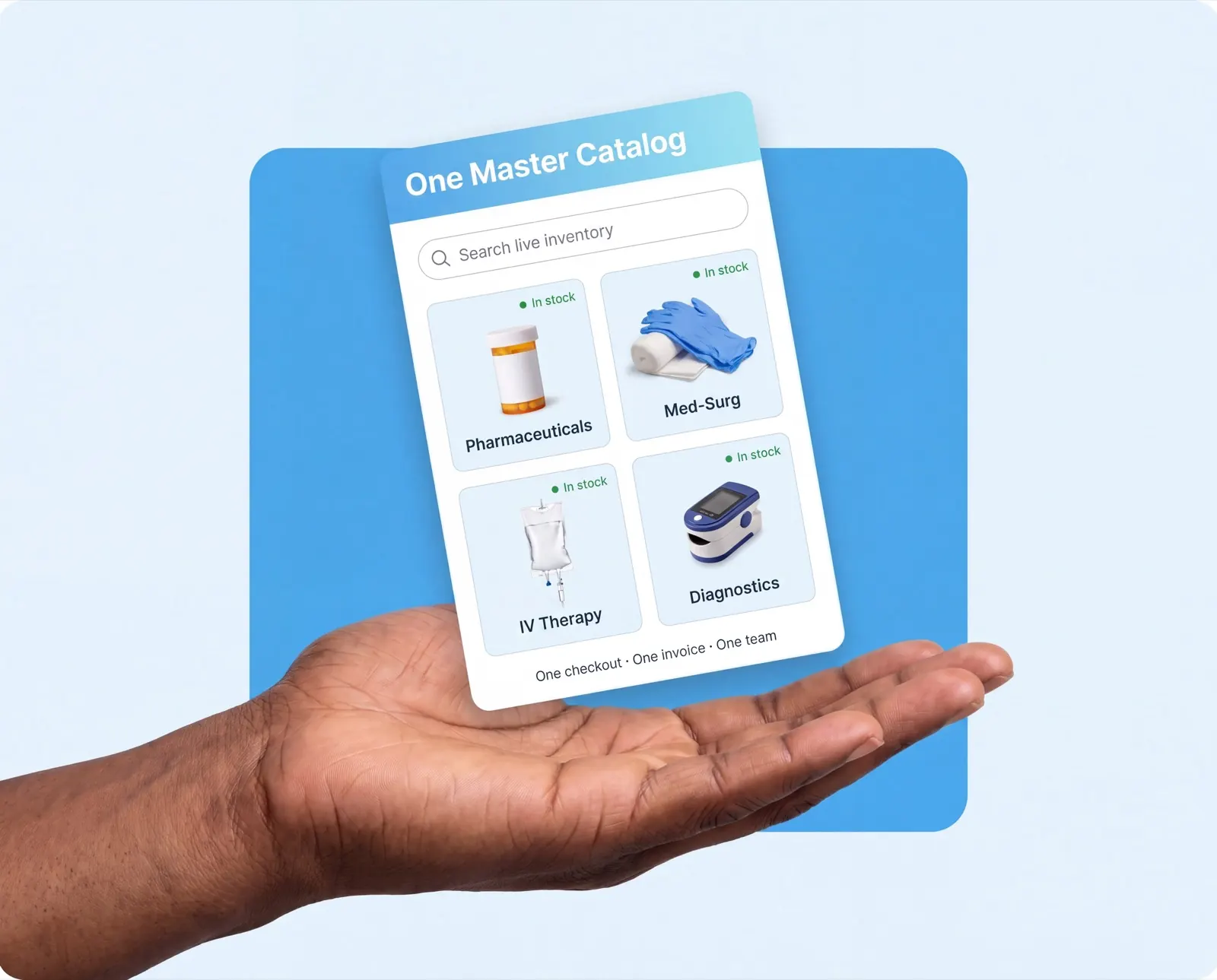Hand holding a live-inventory catalog on a phone